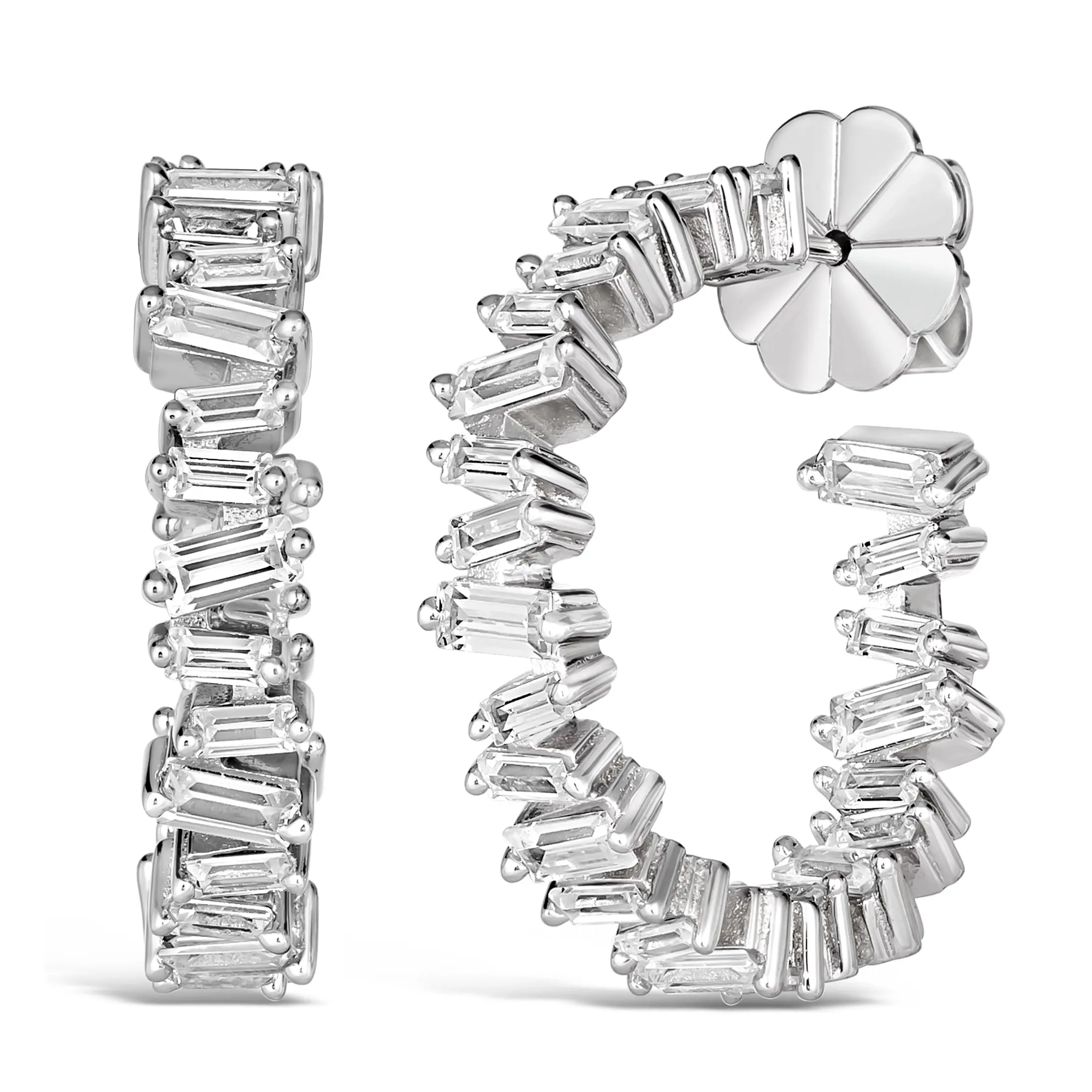1 Carat Diamond Crystalline Baguette Hoops - Image 3