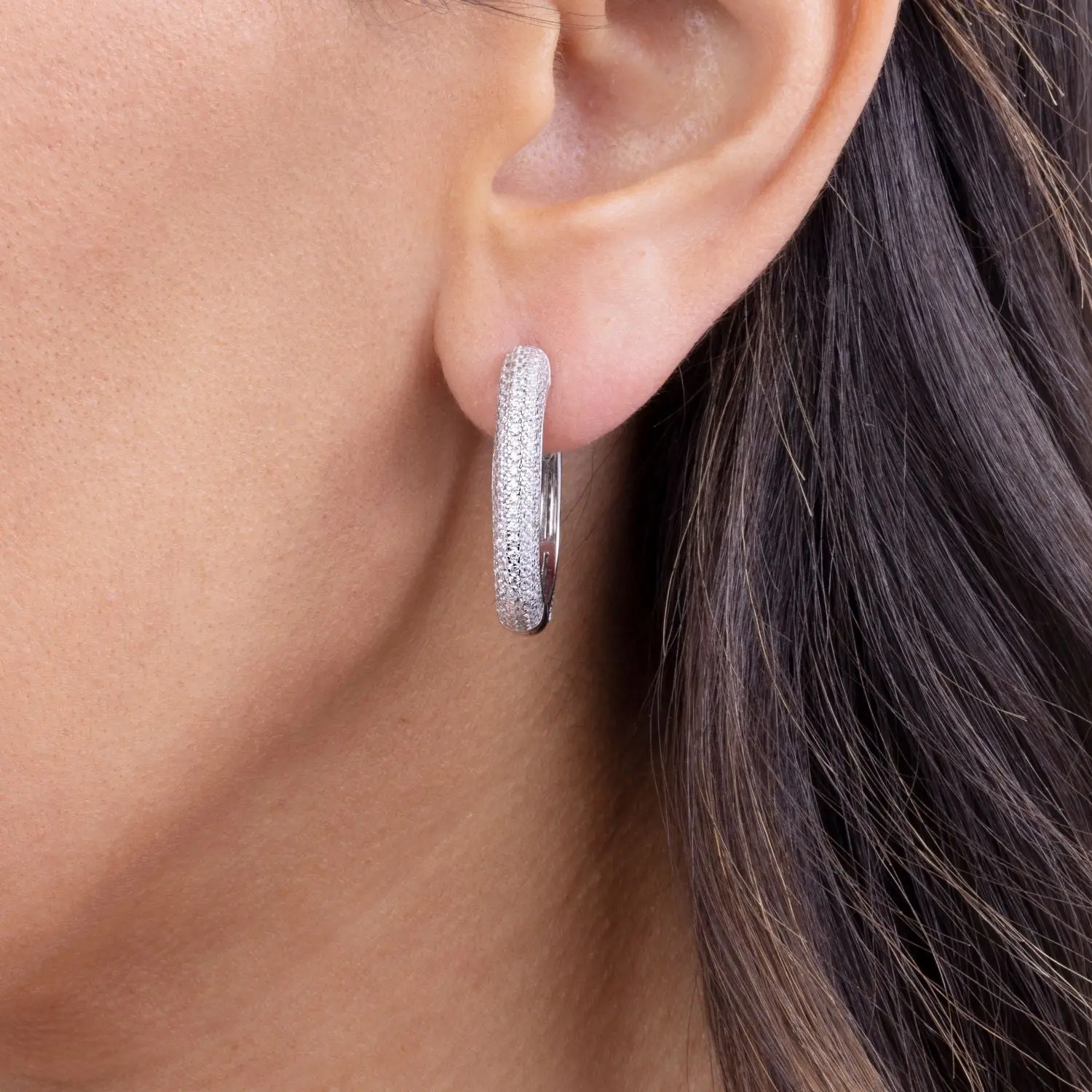Amore Pave Hoop Earrings - Image 3
