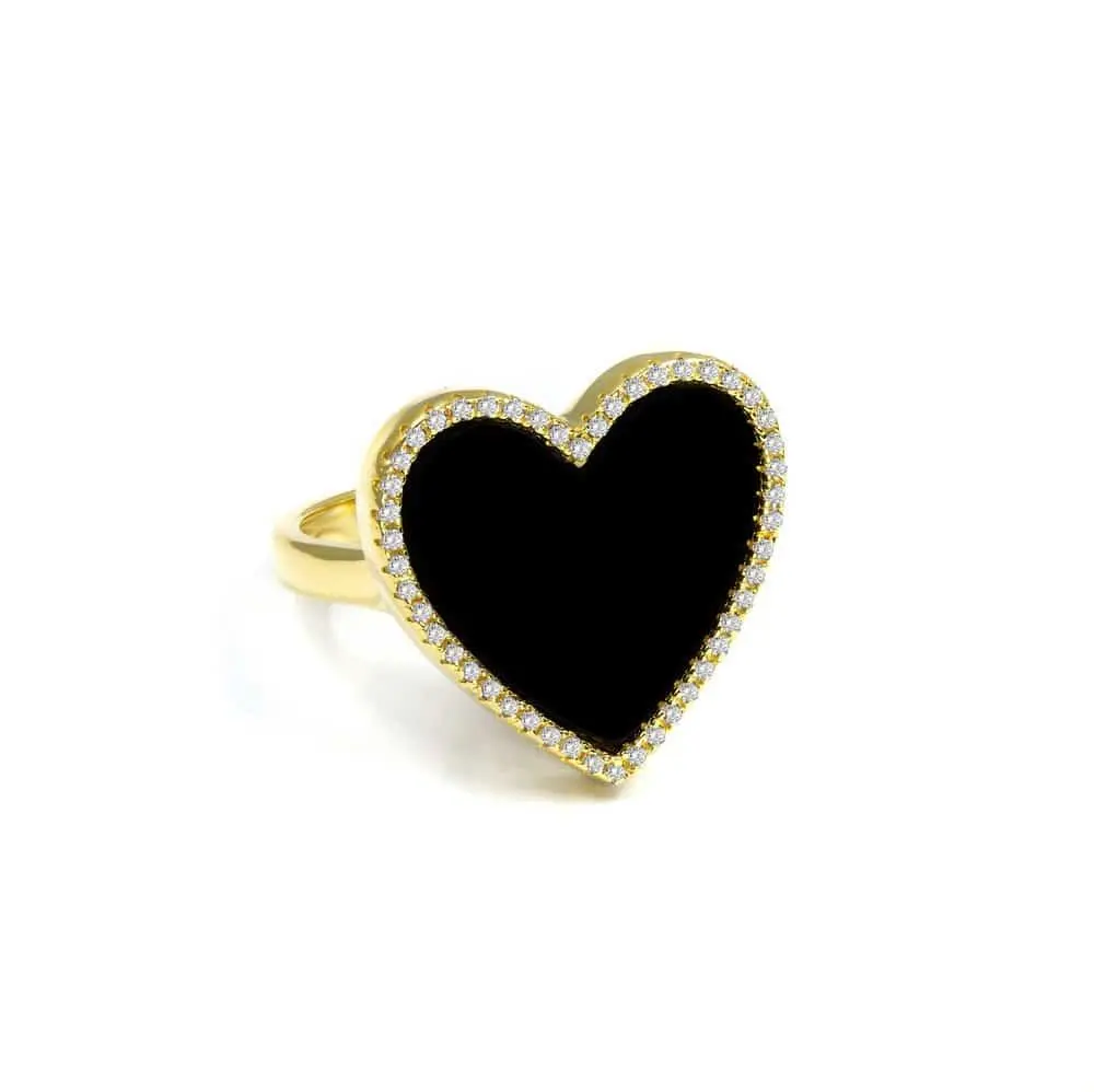 Black Onyx Heart Shaped Ring - Image 3