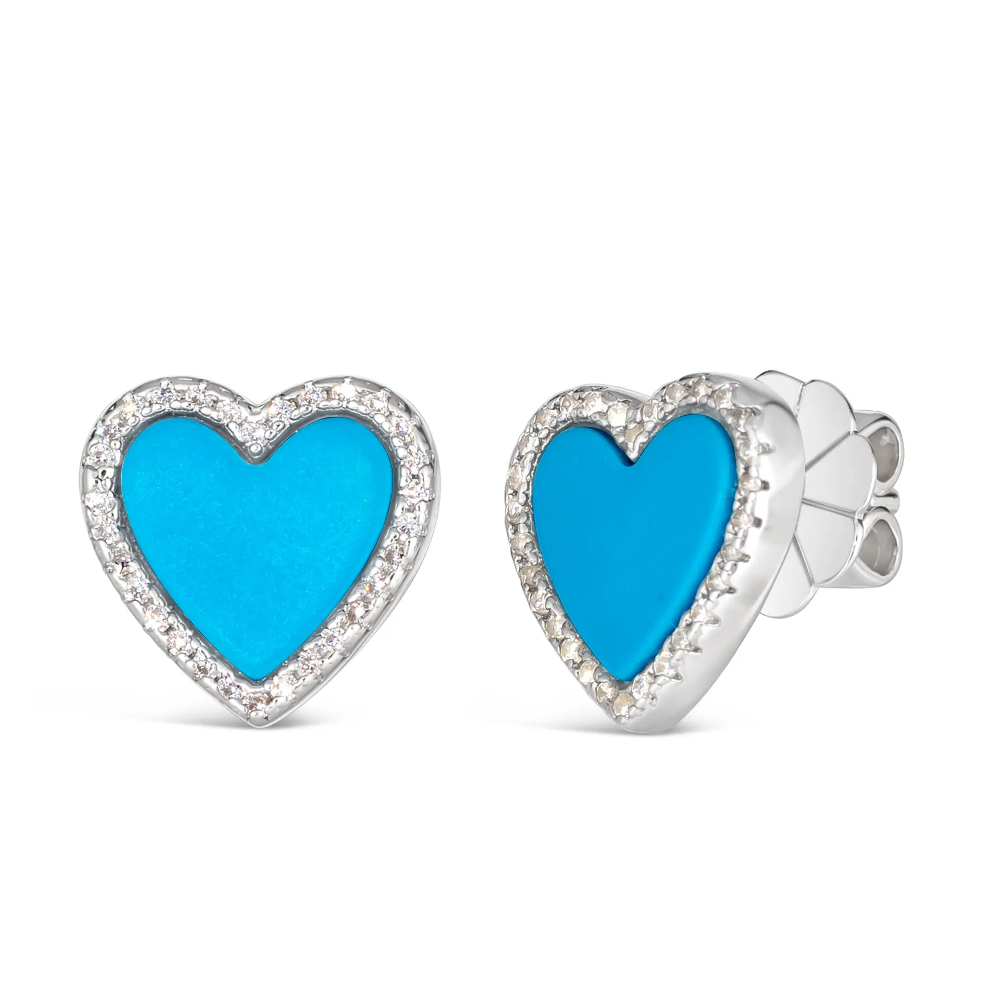 Blue Turquoise Heart Shaped Earring Studs - Image 3