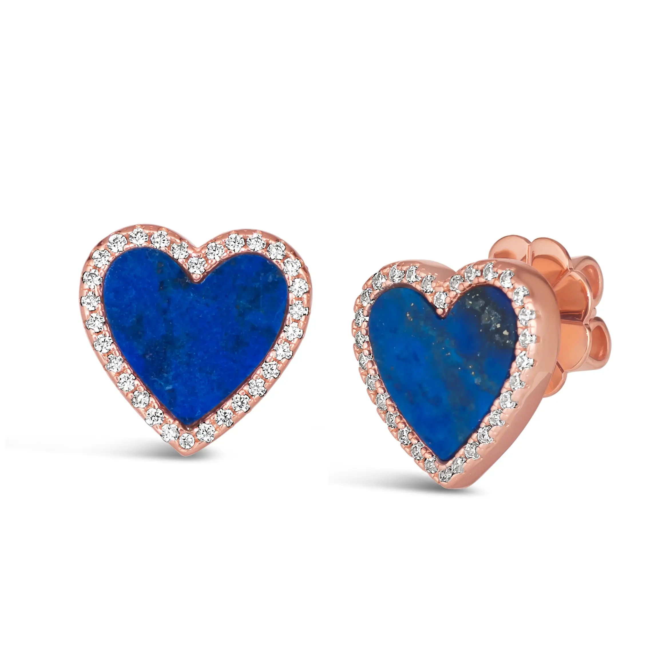 Lapis Lazuli Heart Earring Studs - Image 3