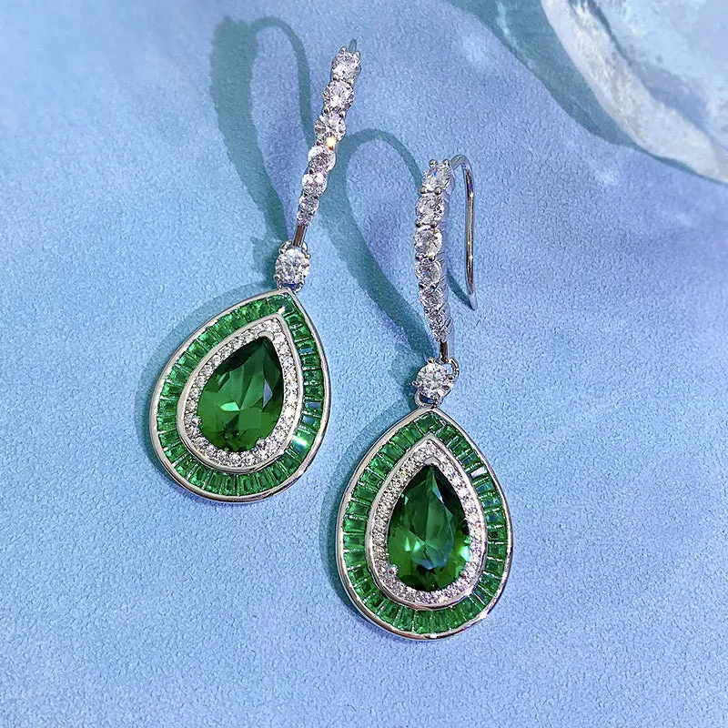 Medellin Gem Drop Earrings in Emerald - Image 4