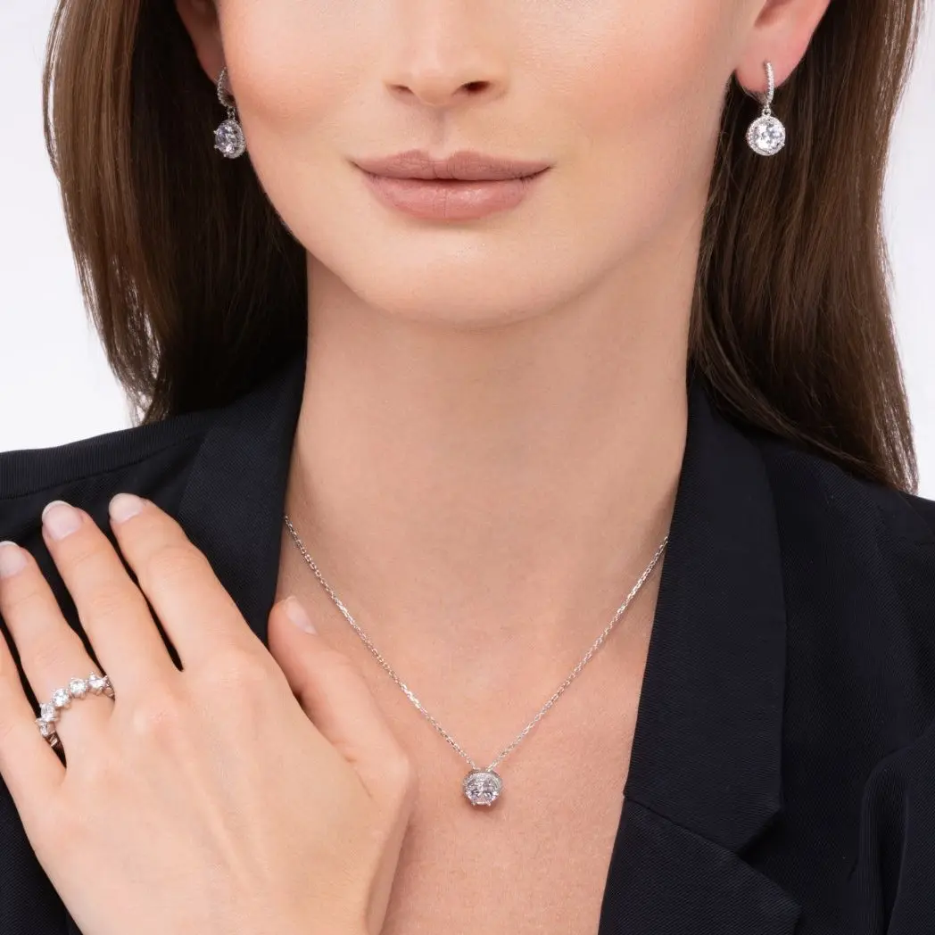 Perfect Halo 2 Carat Dangle Earrings - Image 3