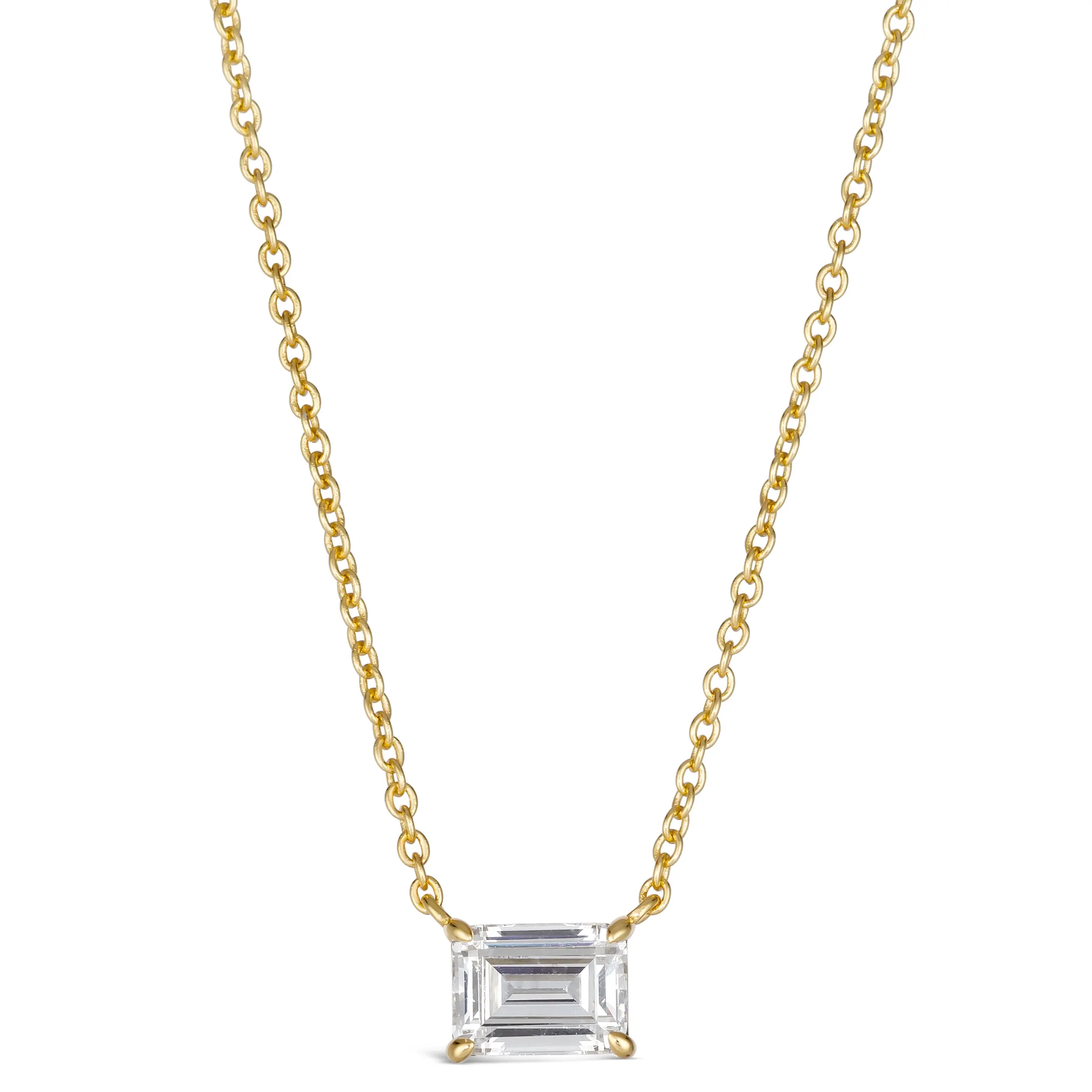 Petite Emerald Cut Solitaire Necklace - Image 3