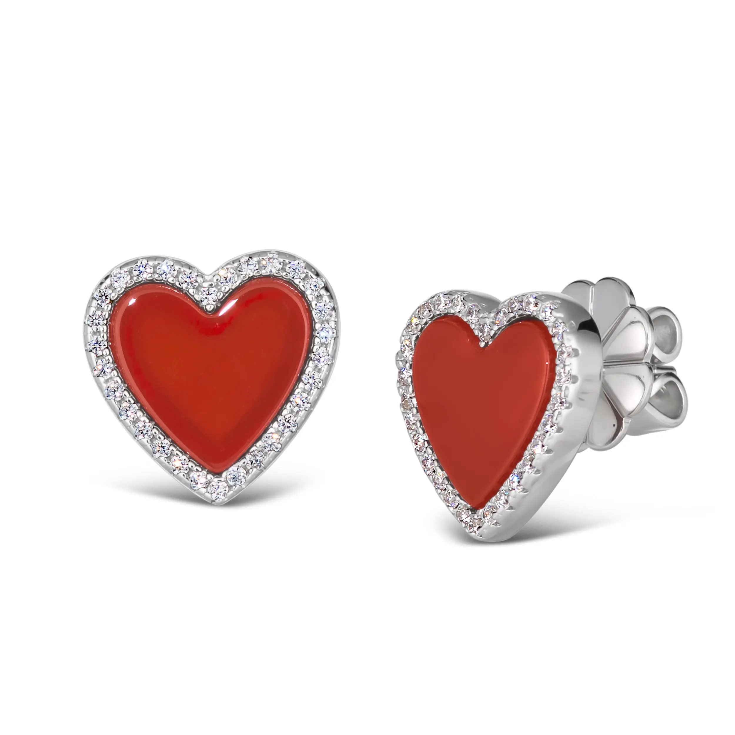 Red Carnelian Heart Shaped Earring Studs - Image 5